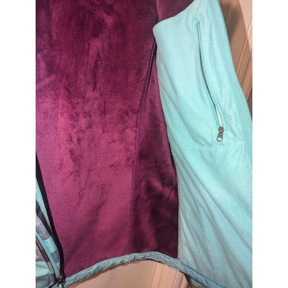 The North Face Coat Women’s XS Extra Small Hooded Jacket Green Purple Plaid - Picture 9 of 14